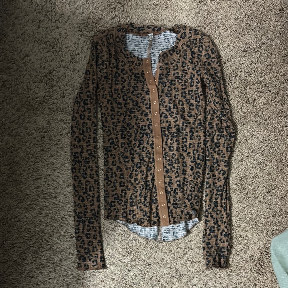 Free people Leopard Print Button-Up thermal